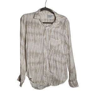 Rails Womens Beige Long Sleeve Shirt Button Up Lagenlook Asymmetrical Small